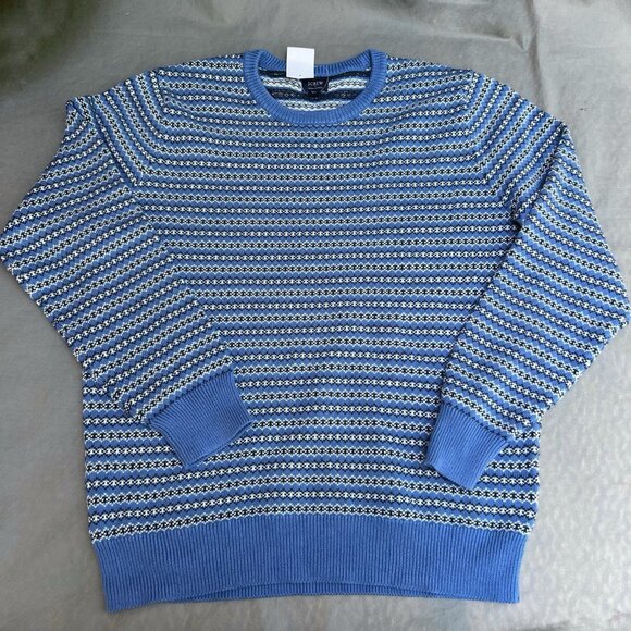 J. Crew Factory Other - J. Crew Size L Style BK246 Fair Isle Cotton Sweater Light Weight Blue White